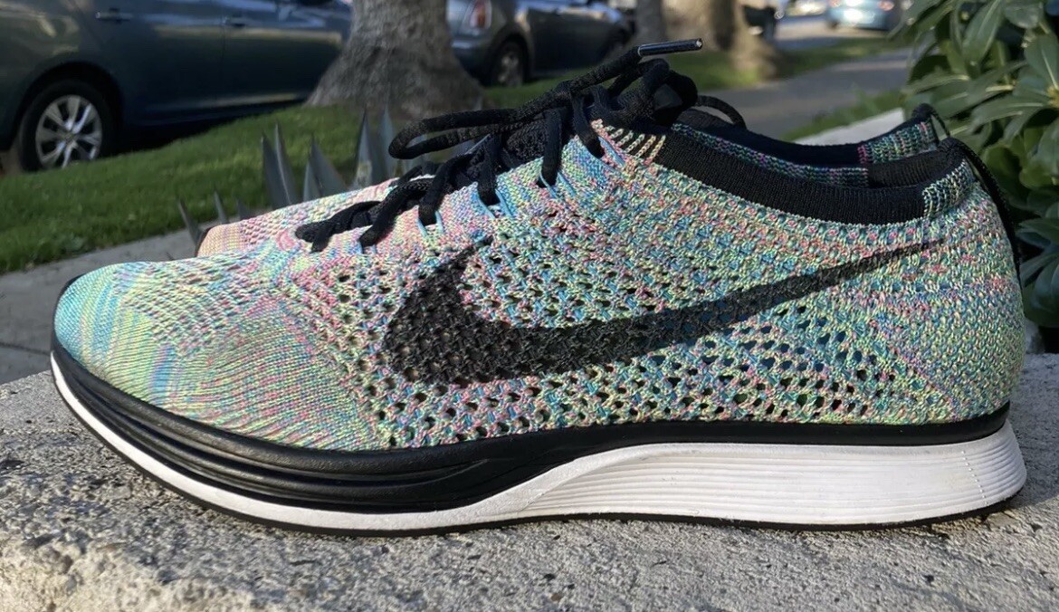 Nike Flyknit Racer Rare Multi Color Lightweight Runner Mens Size 13 Fast Ship image 7