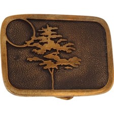 Brass Tree Sun Moon Boho Hippie Hippy Cowgirl Western 1970s Vintage Belt Buckle