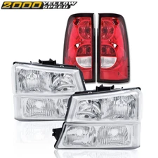 Fit For Silverado 2003-2006 Chrome Clear Corner Headlights Lamps + Tail Lights 