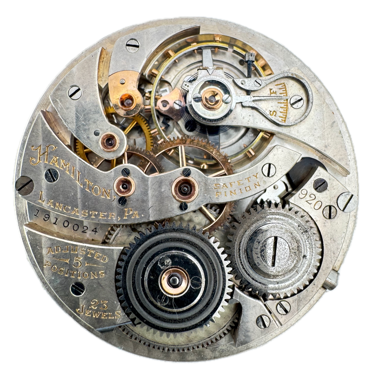 Antique 14s 1922 Hamilton 23 JewelMechanical Pocket Watch Movement 920 USA