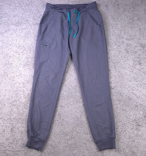 Figs Scrub Pants Women MT Medium Tall Zamora Jogger Gray Teal 2455 Scrubs Bottom