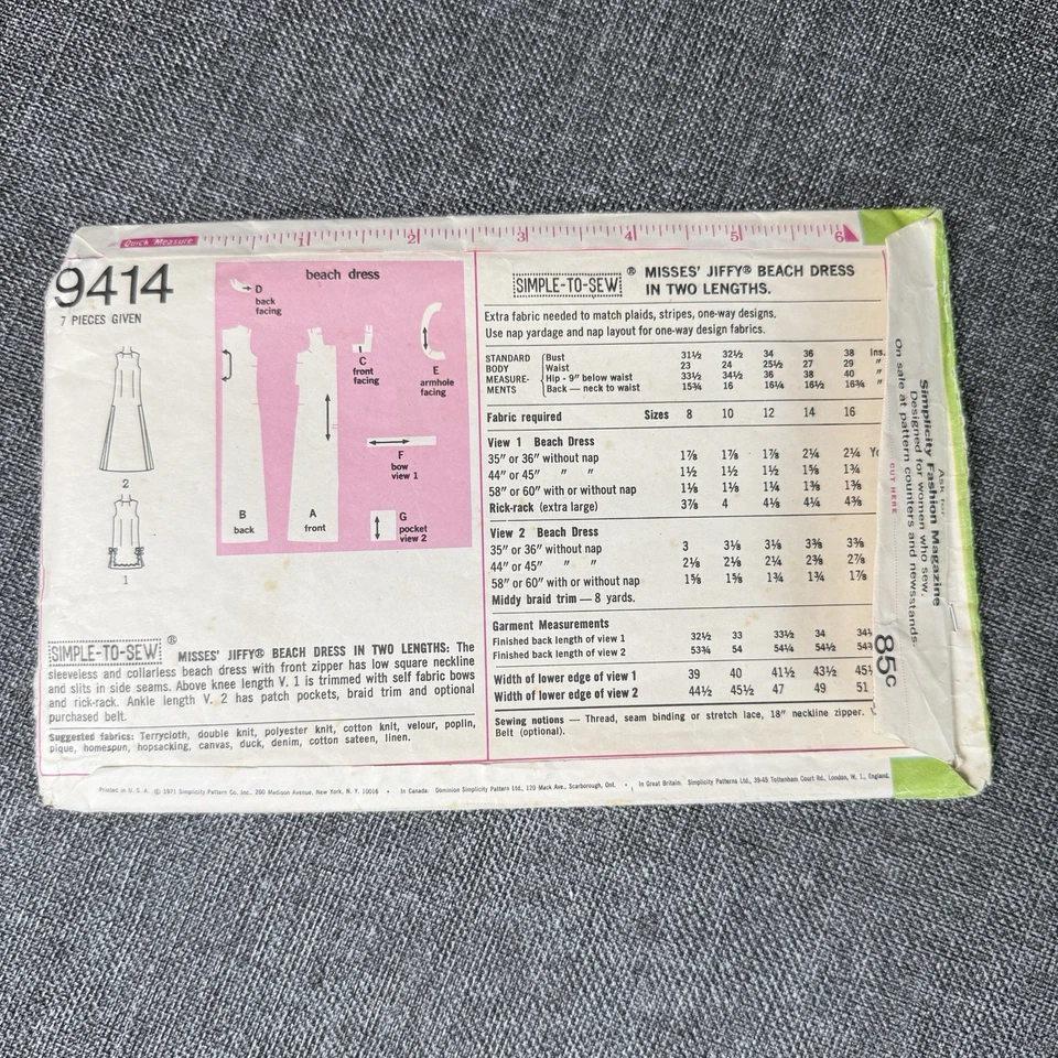 Lot of 5 Vintage 1970's Dress Sewing Patterns - Simplicity, Butterick - Used - Image 3 of 4