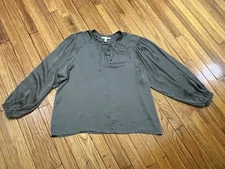 Grade&Gather Green Blouse w/Small Ruffles and Pleats Olive Green Women's Medium