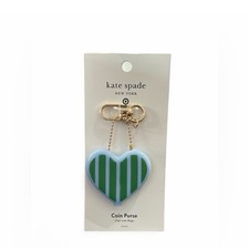 Kate Spade New York x Target Striped Heart Coin Purse Bag Charm Keychain NWT