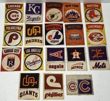 68-72 FLEER BASEBALL CLOTH STICKERS PATCHES EMBLEMS TEAM LOGO CARDS LOT OF 18