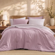 Full Comforter Set with Sheets-7 Pieces Soft Recycled Bed in a Bag Bedding ...