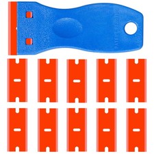 Double Edged Plastic Razor Blade Scrapers Knife with Contoured Grip for Scrap...