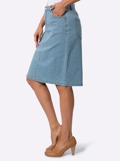 Damen Jeansrock Stretch Gehschlitz blue bleached Gr. 42 NEU