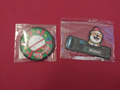 Olight Swag. 2021 Seeker Chistmas Dog Patch, Happy Holidays Patch. Both NIB. 