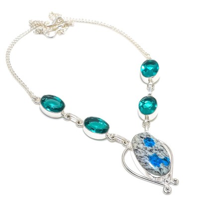 K2 Jasper Gemstone Handmad 925 Sterling Silver Jewelry Necklace Size 18''