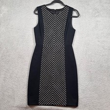 J Crew Wool Blend Black Herringbone Sheath Dress Sz 4 Sleeveless Business Casual