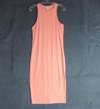Forever 21 Dress Womens Large Peach Sleeveless Bodycon Midi Pastels Minimalist