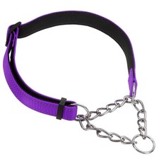 Dog Chain Collars No Pull Dog Collar Reflective Nylon XL Dark Purple