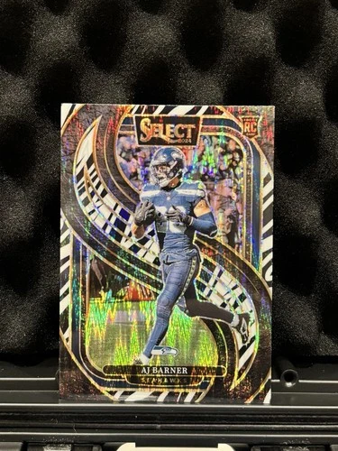 2024 Panini Select AJ Barner #103 Zebra Prizm Rookie Seahawks Premier Level