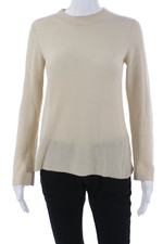Vince Unisex Pullover Cashmere Crew Neck Long Sleeve Beige Sweater Size S