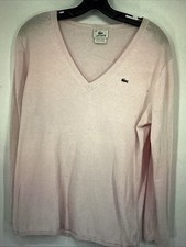 Vintage Izod Lacoste Men  s M Pink Grandpa Sweater V Neck Pullover Preppy