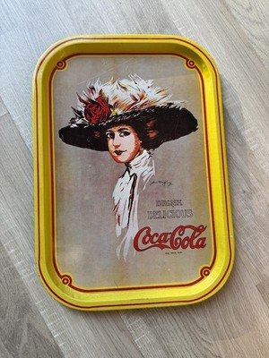 COCA COLA Coke Hamilton King Servierblech Vintage Retro Blechschild 1980er USA