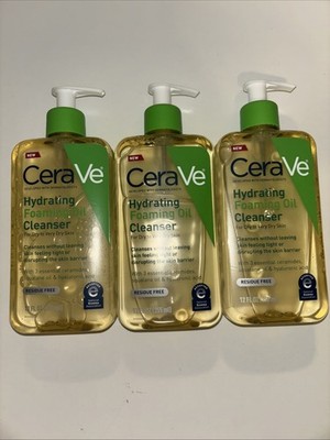 Cerave Hydrating Foaming Oil Cleanser, 12oz Bottles, Lot Of 3