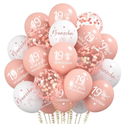 Lot de 30 ballons en or rose pour 19 ans Décoration d'anniversaire - Photo 1/4