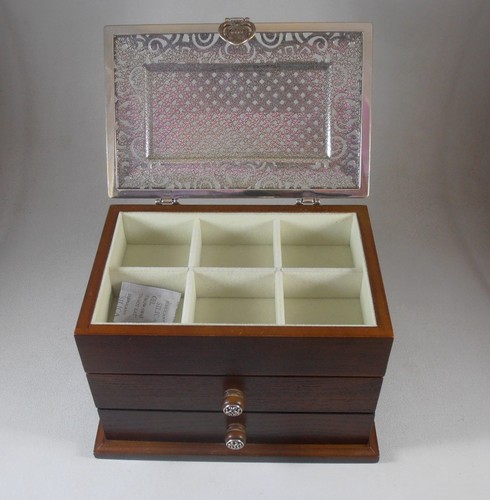 Brighton Lacie Daisy Jewelry Box Chest Silver Tone Metal and Wood - Bild 5 von 11