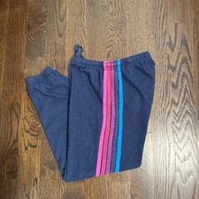 AVIATOR NATION 5 STRIPE SWEATPANTS - NAVY Adult Size Small