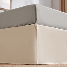 Pleated Bed Skirts Size, 15 inch Tailored Drop Easy Fit Bedskirt, King Beige