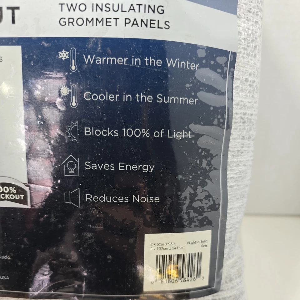 New Eclipse 100% Blackout Curtain Panels Absolute Zero Draft Stopper 2x 50"x95" - Image 4 of 4