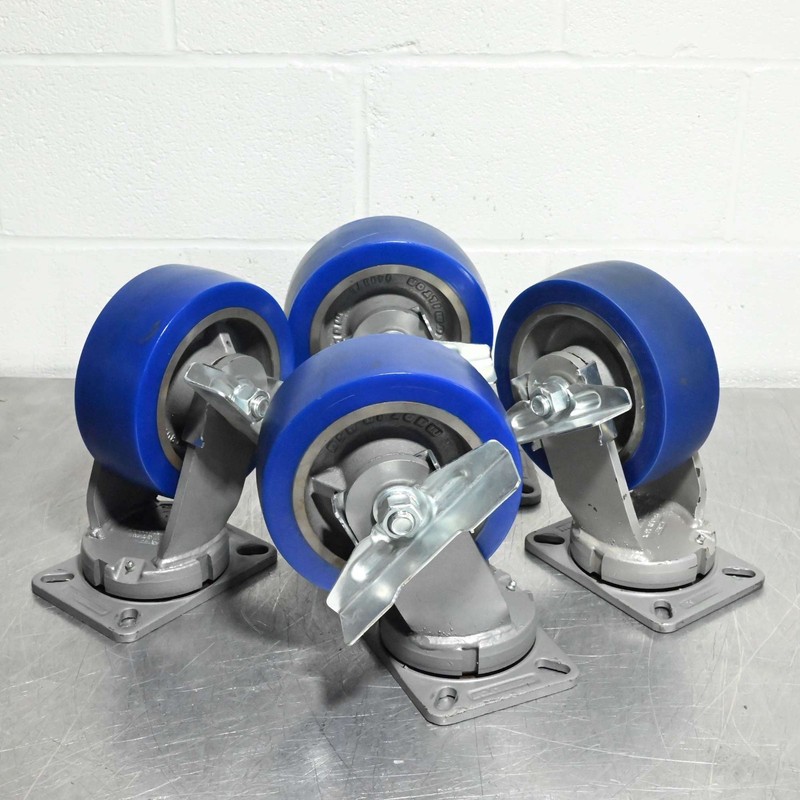Lot of 4 Hamilton W-620-D-1 6x2 Heavy Duty Polyurethane Cast Iron Caster Wheels