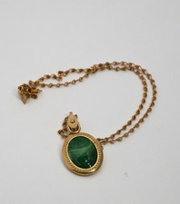 Vintage 1970s Faux Malachite Green Sarah Coventry Goldtone Necklace 22"