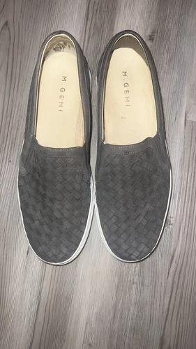 M. Gemi 42 Cerchio Dove Gray Woven Nubuck Leather Slip On Loafers Shoes - Picture 2 of 7