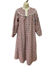 Lanz of Salzburg S NIGHTGOWN FLANNEL Hearts/Floral POCKETS Cottage MINT Z24
