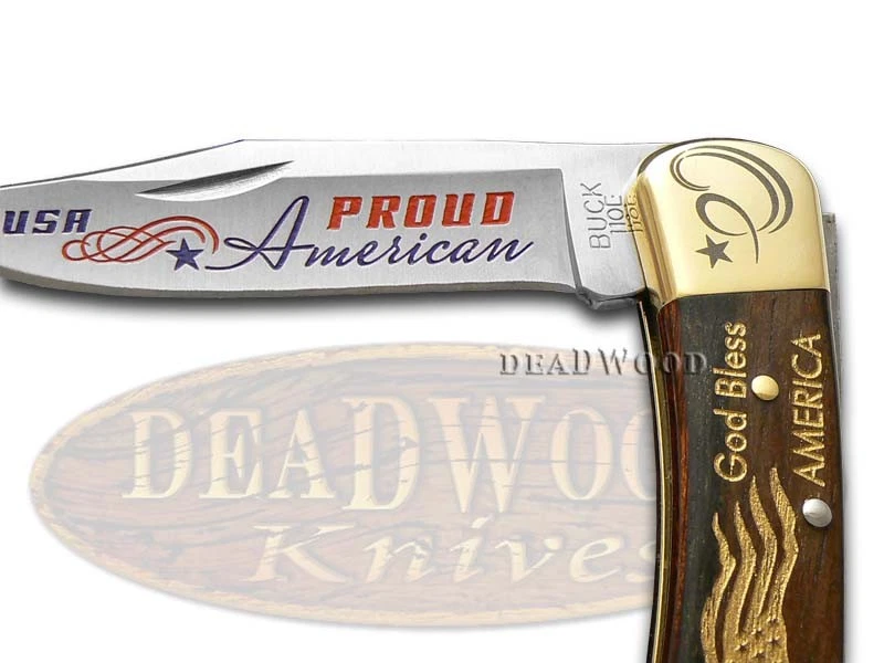 Buck 110 Folding Hunter Knife Proud American Ebony Wood 1/250 420HC Stainless - Image 2 of 4