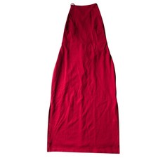 Lulus Red High Neck Lace Up Open Back Midi Dress Womens Size Medium Side Slit