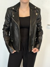 KARL LAGERFELD Damen Biker Lederjacke Schwarz...