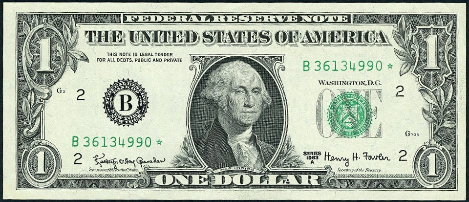 FR. 1901 B* $1 1963-A Federal Reserve Note New York B-* Block Choice CU STAR - Image 2 of 3