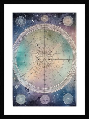 Lebendige Sternbildkarte gerahmtes Wandbild Poster Leinwanddruck Bild