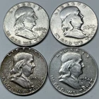 Franklin Half Dollar Washington Silver Half  $2 Face Value,90% Silver 4 Coin Lot