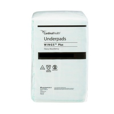 Wings Plus Underpad 36x36 In Green Disposable Fluff/Polymer Core Heavy Absorb 48