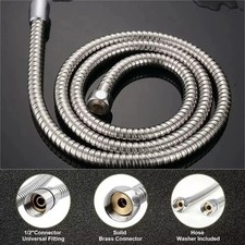 2m Stainless Steel Shower Head Hose Flexible Extra Long Water Pipe Universal Fit
