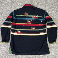 Vintage Susan Bristol Sweater Womens Large Christmas Cars Hand Embroidered 00s