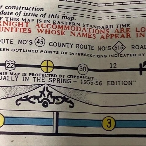 American Automobile Association AAA Pennsylvania New Jersey Mappa d'epoca 1955-56 - Foto 4 di 4