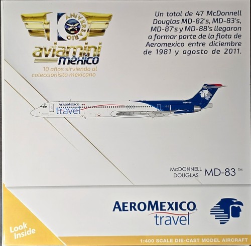 Gemini Jets 1:400 Aeromexico Travel McDonnel Douglas MD-83 N848SH GJAMX1434 - Picture 5 of 5