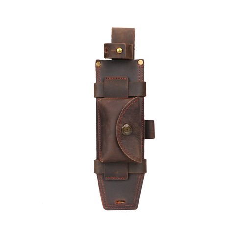 Funda de cuchillo rastreador de cuero de supervivencia TOURBON funda de cinturón horizontal con bolsa - Imagen 12 de 24