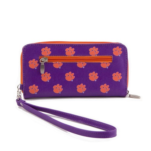 Ladies Clemson University Tigers Wristlet Womens Leather Wallet Cellphone Money - Picture 2 of 3