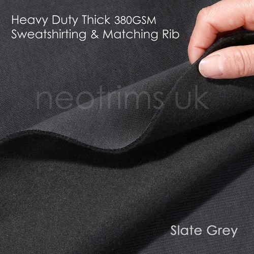 Sweatshirt Fabric Heavy Brushed Jumbo Fleece Cotton French Terry Matching Rib - Picture 60 of 77