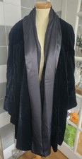 Vintage Wallis Black Velvet Oversized Overcoat - Silk Scarf - Opera Coat - Uk 10