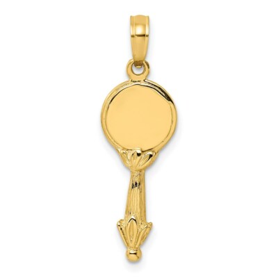 14K Yellow Gold 3-D Hand Mirror Pendant