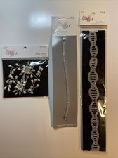 Combo Lot 3 PCs Studio His  Hers WEDDING Set: Hair Pins - Headband - Bracelet