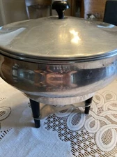 Vintage Aluminum Chafing Dish 1950's, Made In Italy Portable Sterno Heat