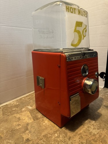 Vintage 1940's Northwestern Hot Nuts 5 cents Vending Machine Morris ILL. Glass - Picture 3 of 14